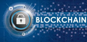 tech graphic with padlock to illustrate blockcain