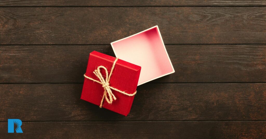 A photo of a gift box revealed as empty when opened.