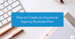 An insurance agency desktop, where a business plan is being forged.