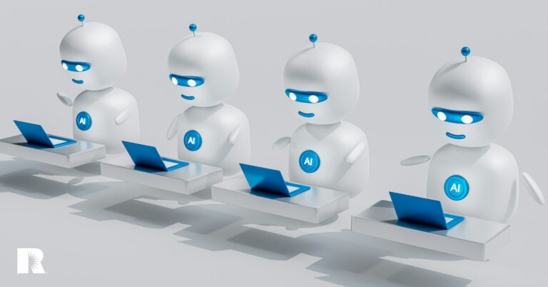 An image of several AI-powered robots working away.